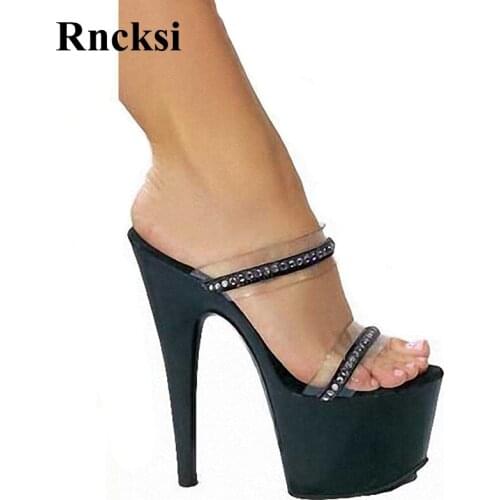 Rncksi Women High Platform Open Toe Shoes 17cm High-Heeled Shoes Sexy Girl Night Club Pole Dance Party Slippers