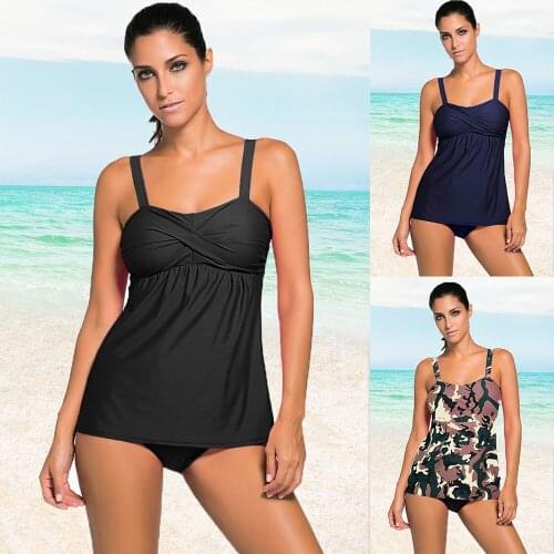 Gathered Strap Tankini Swimsuits Women Vintage Retro Swimwear Female Push Up Swimsuit Bathing Suit Summer Beach Wear Swimming