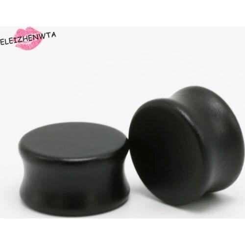 ELEIHENWTA 8mm-20mm 2 pcs 1Pair/lot Black Solid Wood Ear Tunnel Ear Plug Piercing Body Jewelry Ear Expander Reamer Stretchin
