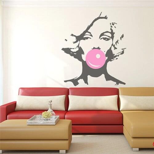Fun Marilyn Monroe Blowing Bubbles Wall Sticker Vinyl Poster Stickers Living Room Bedroom Sofa Background Wall Decal Mural A900