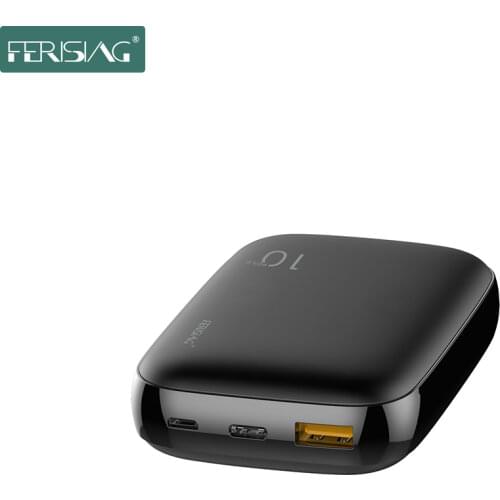 FERISING Two-way Fast Power Bank 10000mAh 18W USB Type C External Batteries QC3.0 PD Charging Powerbank for Samsung Xiaomi Mi 10