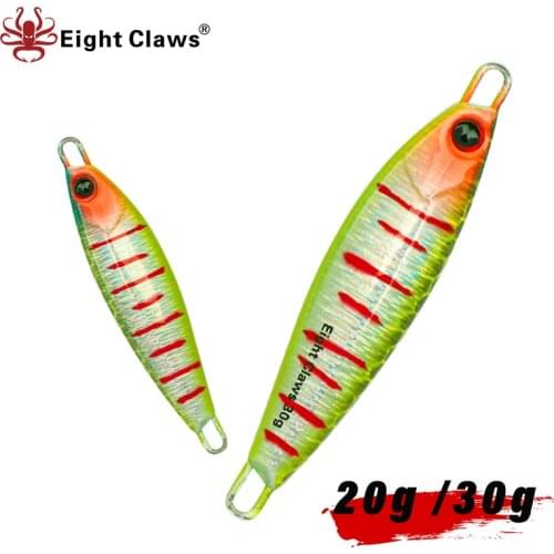 EIGHT CLAWS Metal Jig Bait 20g 30g Saltwater Metal Fishing Lure Fast Sinking Water Hard Wobbler Shore Casting Spoon