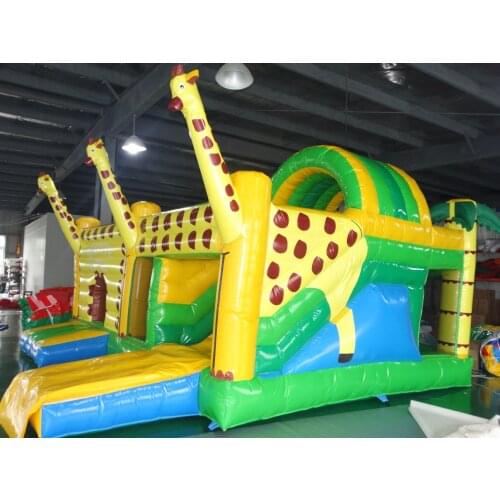 Factory Customized Giraffe House Commercial big inflatable castle bounce house castle slides inflatable bounce slide combo