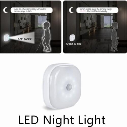1 Pcs Motion Sensor Wireless Night Lights Bedroom Decor Light Detector Wall Decorative Lamp Staircase Closet Room Aisle Lighting