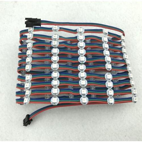 100pcs/string DC5V WS2812B addressable rgb smart pixel light;with 3pin RGB wire and JST connector;flexible