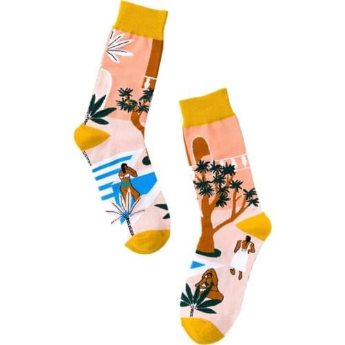 2020 New socks Beautys illustration animal creative Street Art Europe and America Cotton Socks kawaii women