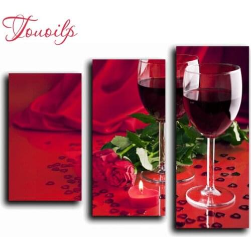 3pcs,Full,square&round Diamond Embroidery,Red wine rose Diamond Painting,Cross Stitch,3D,Diamond Mosaic,diamond pattern,Crafts
