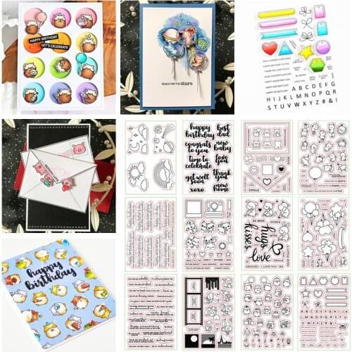 4*6inch Cute Animals Clear Stamps Balloon Love Words Transparent Clear Stamps for DIY Scrapbooking Crafts