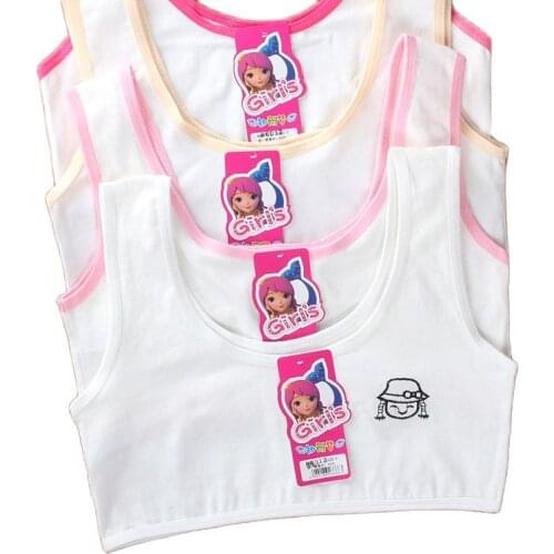 5pcs/lot Childrens Breast Care Girl Bra 6-16 Years Hipster Cotton Teen Girls Underwear Summer Kids Teenage Vest Young Sport Bra
