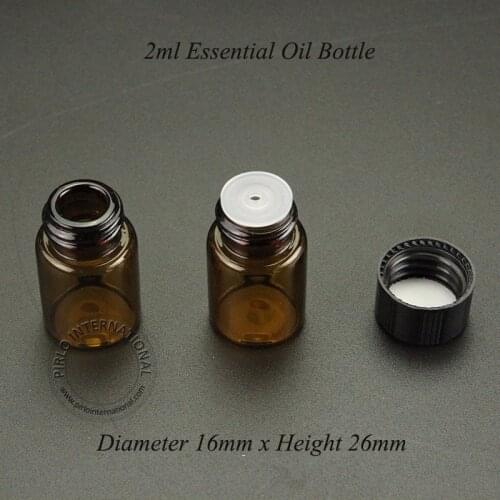 50 x High Quality 2ml Mini Amber Perfume Bottle 2cc Empty Sample Vial D 16mm x H 26mm Essential Oil Glassware