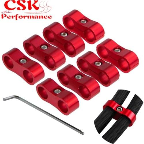 8pcs AN -6 AN6 13.4MM Braided Hose Separator Clamp Fitting Adapter Bracket Silver / black / blue/red