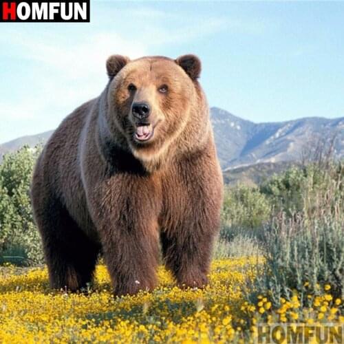 HOMFUN Full Square/Round Drill 5D DIY Diamond Painting "Animal bear" 3D Embroidery Cross Stitch 5D Decor Gift A16654