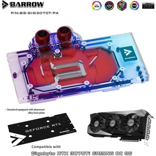 Barrow PC Case Water Cooling GPU Water Block For Gigabyte 3070Ti GAMING OC 8G,Full Coverage Graphics Card,BS-GIG3070T-PA