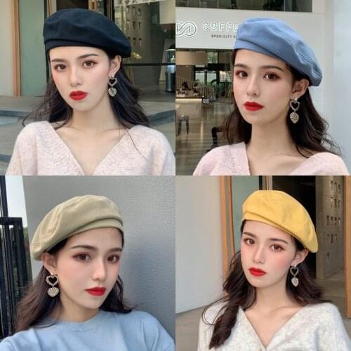 2021 Spring Beret Hats For Women Cotton Solid Color Fashion Retro Thin Painter Cap Hat Female Gorras Vintage Flat Women Hat