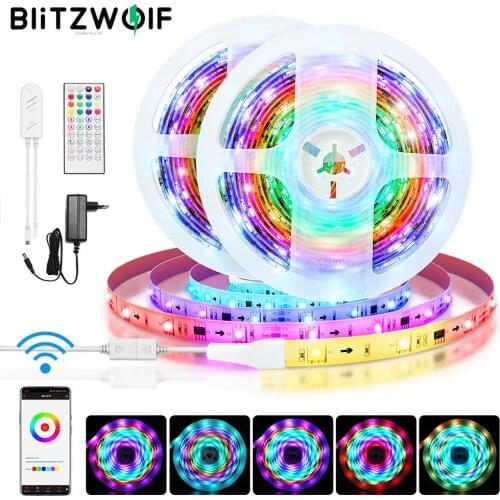 BlitzWolf BW-LT31 5M/10M Built-in IC Smart WiFi RGB Magic LED Strip Light App Remote Control works with Alexa Google Assistant
