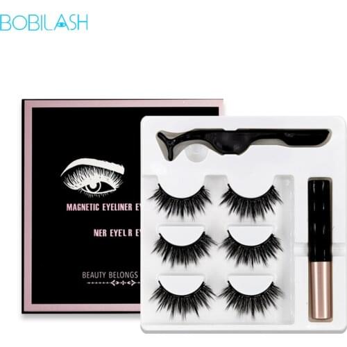 BOBILASH Magnetic Eyelashes 3D False Mink Lashes Magnetic Eyeliner Waterproof Liquid&Lasting Handmade Eyelash& Tweezer Y-Series