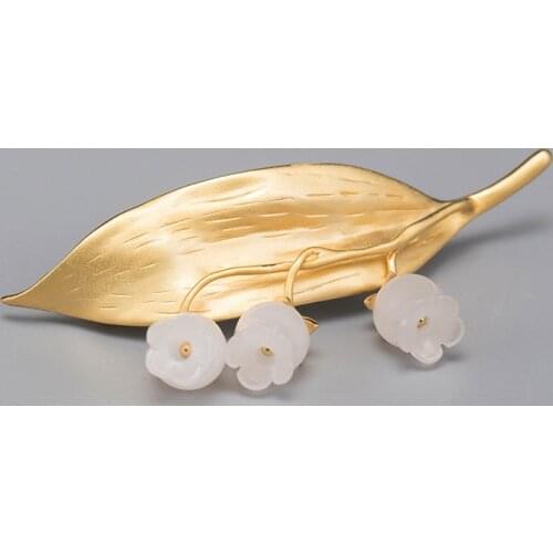 Amxiu Handmade Leaves Brooch Pins 925 Sterling Silver Brooches Jewelry For Women Corsage Accessories Christmas Gift