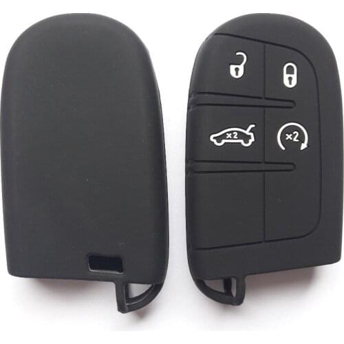 RUNFA AUTO Car Key FOB Shell Case 4 Button For Chrysler Dodge For Jeep Grand Cherokee Remote Silicon Cover Keyless Entry BLACK