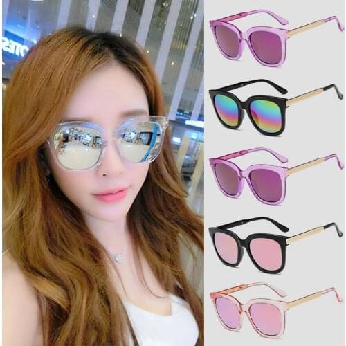 Anti-ultraviolet Ladies Sunglasses Retro Round Frame Trend Colorful Reflective Wild UV400 óCulos De Grau Feminino