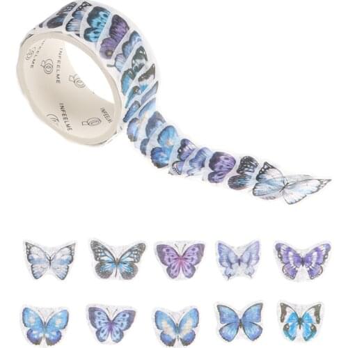 100pcs/roll Butterfly Washi Tape Mushroom Flower Decorative Adhesive Paper Tape DIY Scrapbooking Diary Sticker Label Stationery