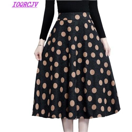 Spring Autumn Women Woolen Skirts Fashion High waist Printed Skirt Plus size Medium length Slim Woolen cloth Skirts IOQRCJV H154