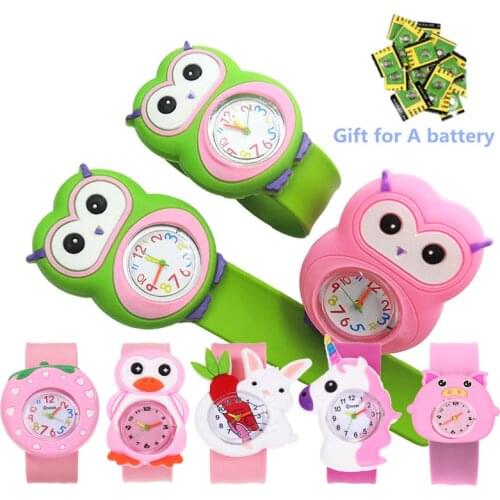Wholesale 2021 Childrens Clock Student Children Boy Owl Pony Watches Girl Silicone Cartoon Watch Relogio Masculino Kids Watch