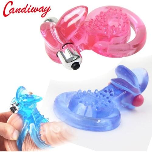 Lasting double rings Vibrator Massage Stick Masturbation delay CockingRing Enhance clitoris stimulate Utensils tongue brush