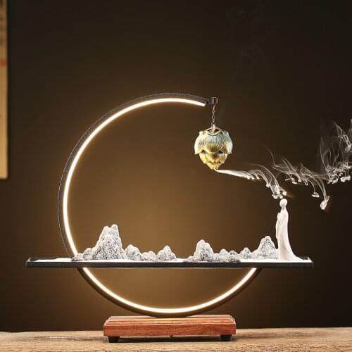 Electric Arabic Style Modern Incense Burner Led Light Waterfall Incense Burner Holder Tower Incienso Quemador Incense Burner