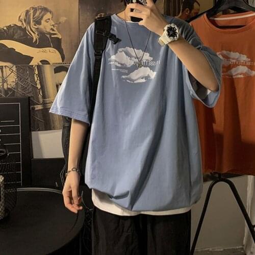 T-shirt boys 2021 summer new five-point sleeve clothes loose tide brand short-sleeved simple wild