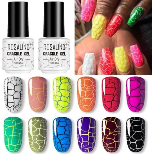 12 Colors Crackle Nail Gel Polish Soak Off Semi Permanent DIY Nail Art Varnish Air Dry Manicure Gel Base Coat Lacuqer 7ml