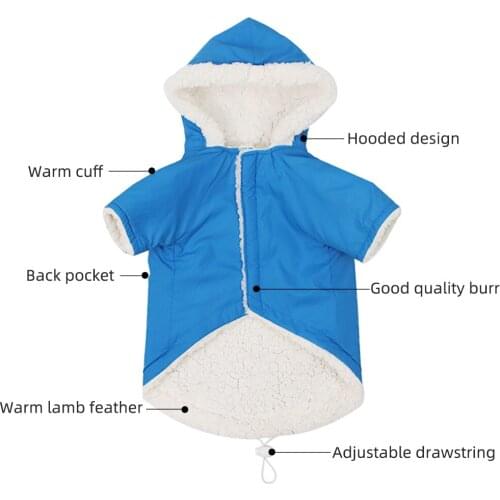 Cotton coat for dogs, warmer winter clothes for dogs, thick blue clothes for small and medium dogs, Chihuahua, stuffed animal