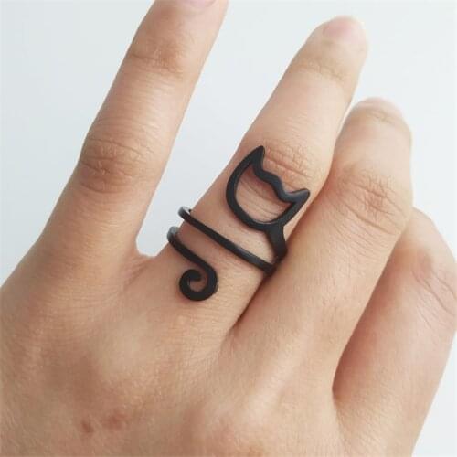 1 Pcs Multi-turn Winding Brushed Ring Kawaii Cat Ring Cute Adjustable Geometric Rings Womans Ring