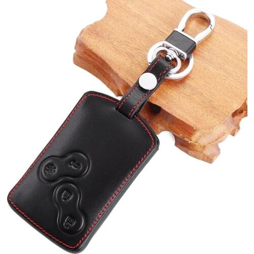 Top layer Leather car keychain car key cover case holder for Renault Clio Scenic Megane Duster Sandero 4 buttons starline a91