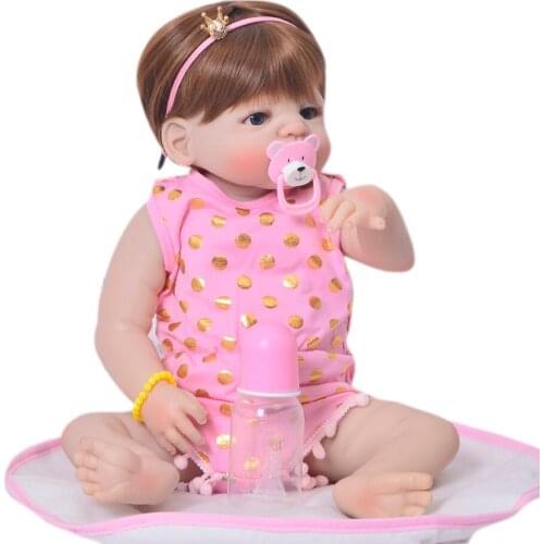 57CM bebe doll reborn baby doll soft Silicone reborn baby toddler Bonecas girl kid menina de silicone real dolls surprise gift
