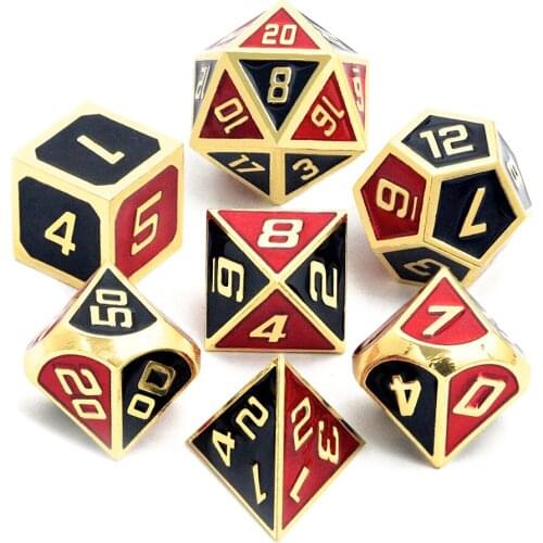 Polyhedral Mixed Color Metal Dice Set for Dnd Role Playing Game Pathfinder with Black Drawstring Bag As Collection