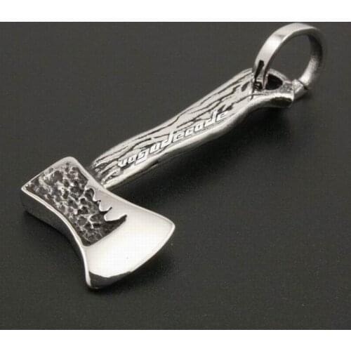 Axe Pendant 316L Stainless Steel Mens Biker Punk Style 6K007 Steel Necklace 26 inches