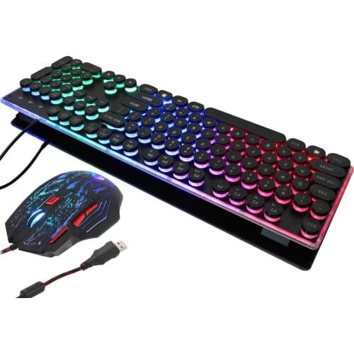 Wired keyboard and mouse set 104 keys Rainbow backlit gaming keyboard and mouse 7 keys 5500DPI adjustable For Notebook Laptop
