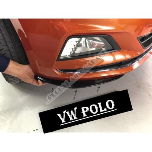 For VOLKSWAGEN POLO Front Bumper Attachment Lip 2009-2020 Piano Glossy Black Splitter Diffuser Universal Spoiler Bumper