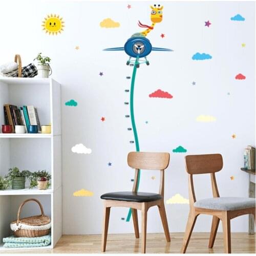 1PC Height Rule Spaceship Deer Bending Height Sticker Child Growth For Kids Room Bedroom Height Meter Sticker Home Decor 50*70cm