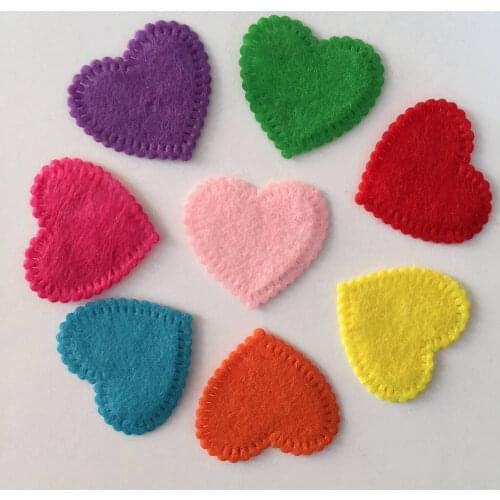 NEW 50PCS Mix 25mm Padded Felt Heart Appliques Crafts Wedding Making DIY/wedding A69A