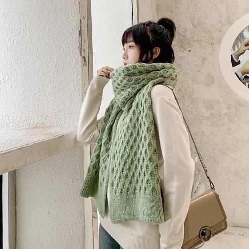 New fashion winter solid color womens mens long scarf thickened lovely girls knitting wool decorative neck