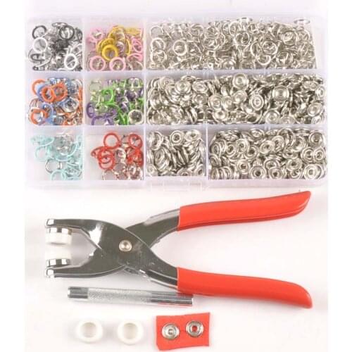 Pliers tool+Sliver Metal Prong Snap Buttons Press Studs Fasteners Baby Romper Buckle Button For Clothes Sew 9.5mm cp2318