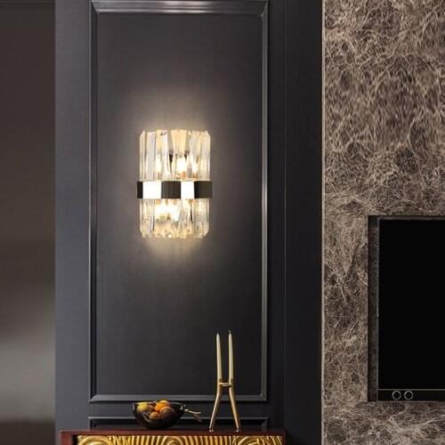 YOOGEE Luxury Crystal Wall Lamp Chrome LED Interior Home Decor Sconces Living Room Bedroom Bedside Creative Indoor Light Fixture