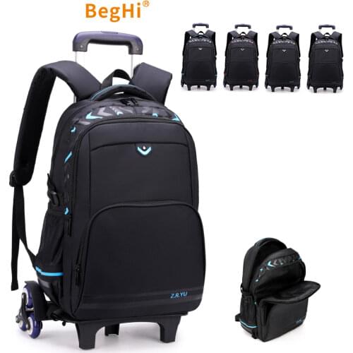 Trolley School Bag 6 Wheel Staircase Boy Waterproof Kids Trolley Bag Primary Seondary School Bag Backpack Wheeled ZR2023