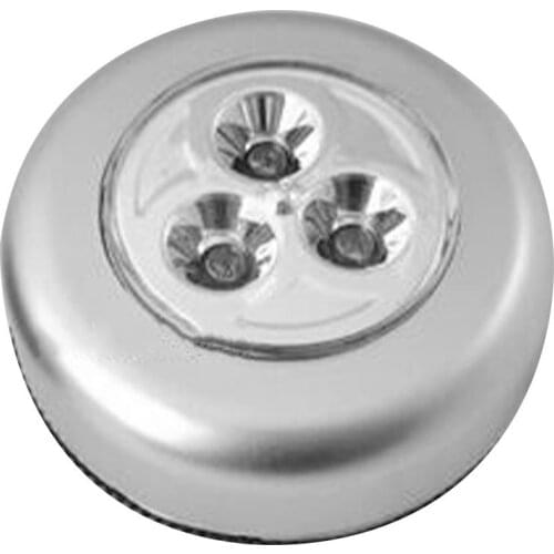 4 LED Touch Control Night Light Round Lamp Under Cabinet Closet Push Stick On Lamp Home Kitchen Bedroom Automobile Use