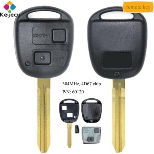 KEYECU Replacement Remote Control Car Key With 2 Buttons 304MHz 4D67 Chip - FOB for Toyota Prado 120 2002 2003 2004 P/N: 60120