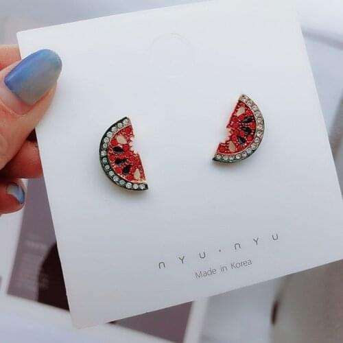 Stylish Rhinestone Crystal Watermelon Pineapple Cherry Earrings for Women Sweet Cute Fruit Earrings Fashion Korean Jewelry Gift