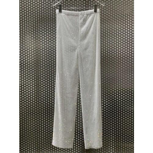 Women 2021 fashion new loose full diamond breathable wide-leg pants 0320