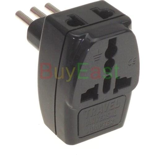 1 PCS Italian, Uruguay Travel Plug Adapter Type L 3 Way Multi Port Outlet Convert AU/UK/EU/GE/US World Plug AC100~250V 10A Black