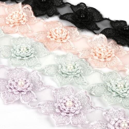 1Yard/Bag 45mm Polyester Embroidery Beaded Lace Fabric Decorative Webbing Flower Ribbons DIY Sewing Garment Handmade Accessories